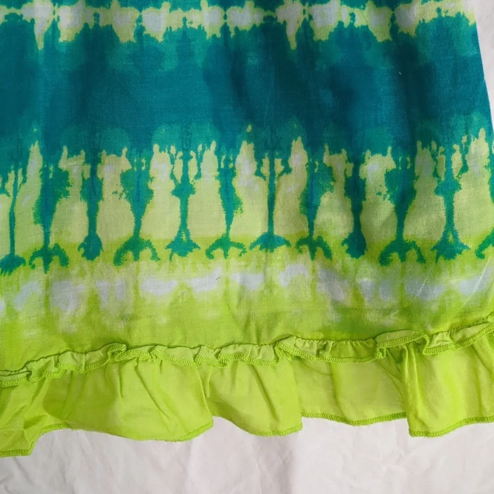Calypso St. Barth | Tropical Boho Tie Dye Strappy Turquoise LimeTop | 4T